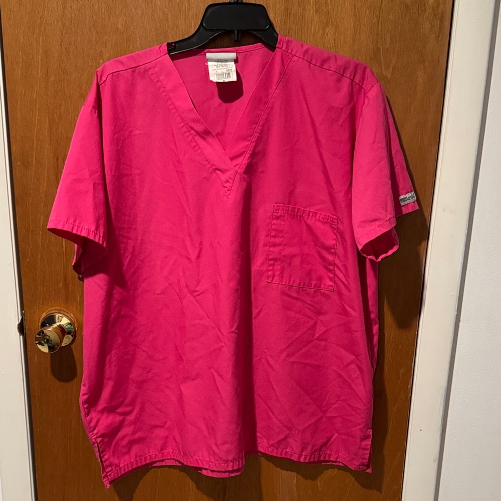Uniform Advantage Women's Short Sleeve V-Neck Scrub Top in Hot Pink